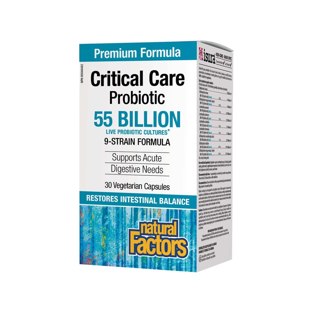 Natural Factors Critical Care Probiotic 55 Billion Live Probiotic, 55 Billion Active Cells, 30 Veggie Capsules